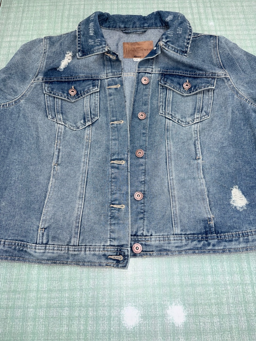 New NWT Distressed denim jacket